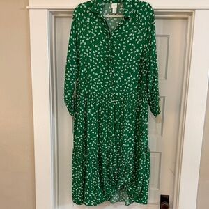 H&M Green Floral Maxi Dress Sz Small
